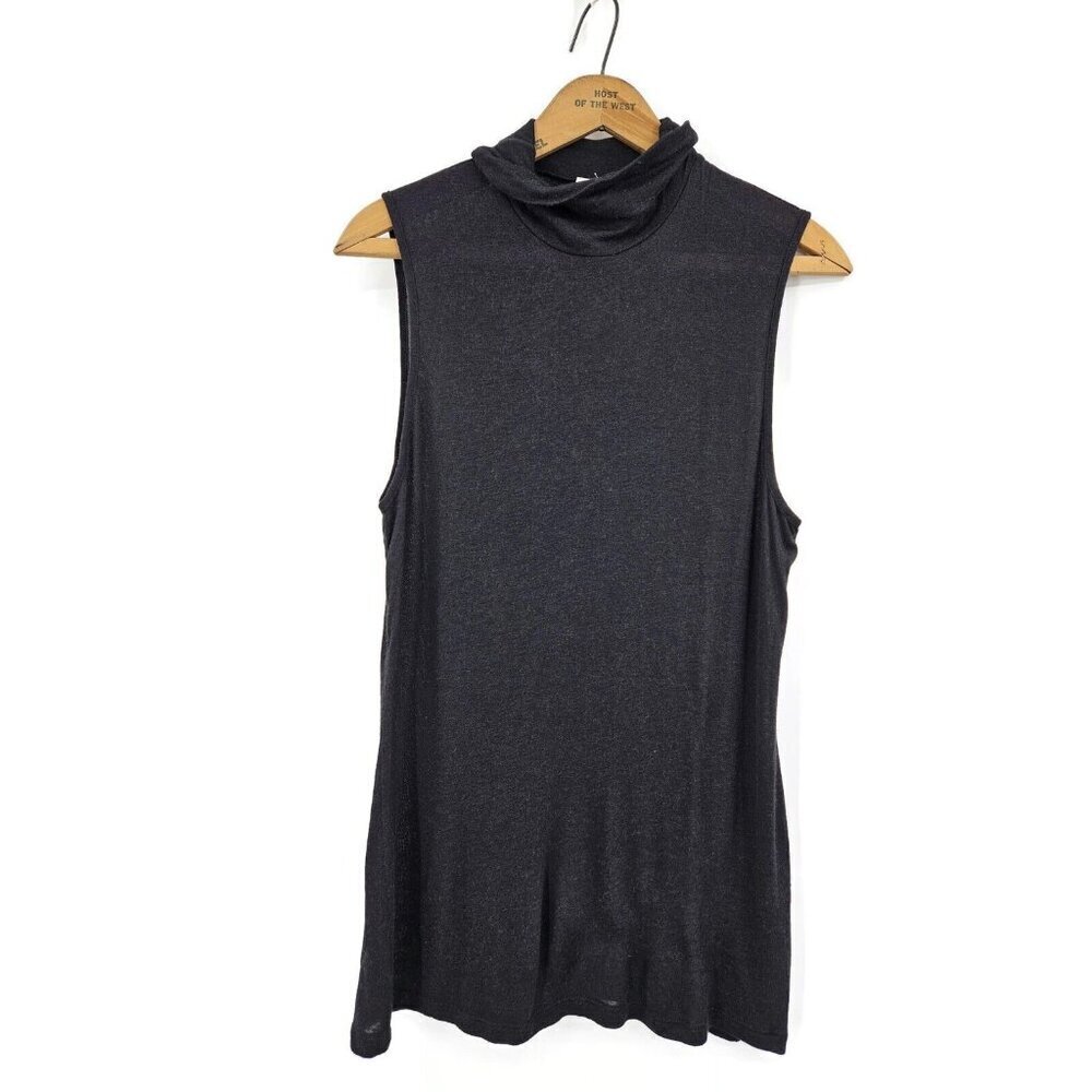 Tezenis Black Mock Neck Sleeveless Top Womens L? Wool Blend